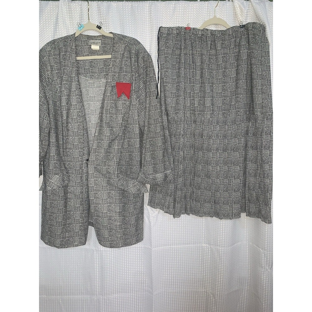 Riccardo E‎ Barone Womens Two Piece Skirt Suit 26 Black White Pattern